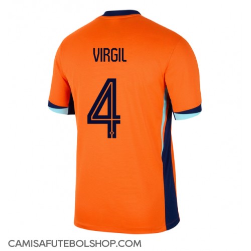 Camisa de time de futebol Holanda Virgil van Dijk #4 Replicas 1º Equipamento Europeu 2024 Manga Curta